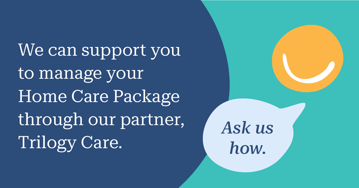 Cartoon design that talks about Trilogy Care and the partnership